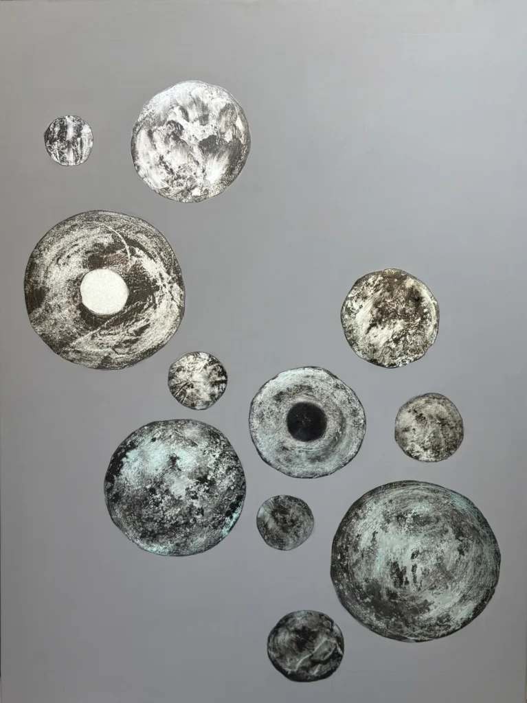 Contemporary acrylic painting "Fragment 35" from the Found Amulets series